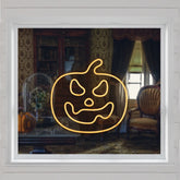 LED Lighted Neon Style Jack-O-Lantern Halloween Window Silhouette - 15" - Orange